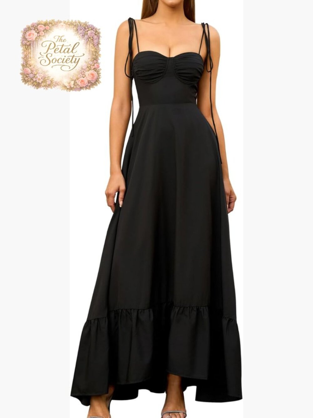 Spaghetti Strap Maxi Dress Smocked Back A-Line Flowy Wedding Guest Sundress